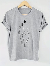 abordables T-shirt Animaux-Femmes T-shirt Graphique Animal ancien Élégant Classique Manche Courte Col ras du cou Col rond Hauts Réguliers Quotidien Week-end Imprimé Noir Blanche Rose Claire Rouge Bleu Été Printemps