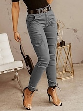 cheap Women&#039;s Cargo Pants-Women&#039;s Cargo Pants Pants Trousers Fashion Streetwear Full Length Natural Solid Colored Pocket Comfortable Micro-elastic Sports &amp; Outdoor Daily Wear Dark Brown Black Light Green Army Green Spring Fall
