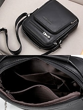 economico Borselli da uomo-Borsa a tracolla da uomo in similpelle marrone e nera con più scomparti con cerniera per viaggi di lavoro e uso quotidiano in ufficio