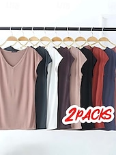 olcso Egyszerű ujjatlan felső-Női Camisole Tank Top Tömör szín Sima Napi Ujjatlan V-alakú Normál felsők Fehér és Kék Fehér és Piros Piros / fekete Zöld / Piros Fehér és Rózsaszín Tavasz, Ősz, Tél, Nyár