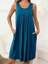 levne Jednoduché šaty-Dámské Midi šaty Slip Dress Na běžné nošení Domů Denní Volný Grafika Bez rukávů Tričkový Bordó Černá Oceánová modř Fialová Léto