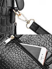 levne Kabelky a tote tašky-Dámská kabelka z umělé kůže s krokodýlím vzorem a střapcovým přívěskem – elegantní horní ucho a crossbody kabelka do práce, na nákupy i na každodenní výlety