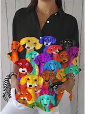 Γυναικεία Μπλουζάκι Κουμπί Κάτω Τουνίκ Shirt Γιακάς Μακρύ Μανίκι Ombre Σκύλος Ενεργό Γλυκό Καθημερινά Κανονικά Μπλουζάκια Εργασίας Εκτύπωση Μαύρο Άσπρο Ροζ Μπλε Πράσινο Άνοιξη Φθινόπωρο Χαμηλού Κόστους Ζώα Κορυφές-Γυναικεία Μπλουζάκι Κουμπί Κάτω Τουνίκ Shirt Γιακάς Μακρύ Μανίκι Ombre Σκύλος Ενεργό Γλυκό Καθημερινά Κανονικά Μπλουζάκια Εργασίας Εκτύπωση Μαύρο Άσπρο Ροζ Μπλε Πράσινο Άνοιξη Φθινόπωρο