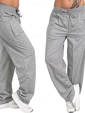 billige Straight-Leg Bukser-Dame Bukser Gatemote Fritid Full lengde Naturlig عادي Lomme Elastisk snordesign comfy Utendørs Bekvem utendørs Feriereise Ferie Mørkegrå Svart Mørk Marineblå lysegrå Høst Normal