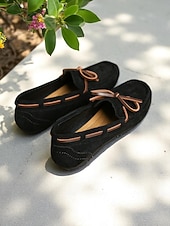 abordables Chaussures sans lacet et mocassins femme-Mocassins pour femmes avec nœud – Flats confortables à enfiler pour la conduite décontractée les balades au jardin les festivals de bière et les pique-niques de printemps