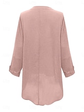 voordelige Overhemden-Dames Katoenen linnen overhemden Bloemig Basic Casual Lange mouw Overhemdkraag Normale tops Dagelijks Afdrukken Blozend Roze Marineblauw Fuchsia Groen Zomer Herfst