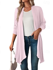 abordables Manteaux &amp; trenchs-Femmes Manteau Chaud Confortable Ourlet irrégulier Mode Extérieur Uni Sortir Week-end Cardigan Long Sans Col Coupe régulière manche longue Vêtements d&#039;extérieur Noir Blanche Rose Claire Automne Hiver