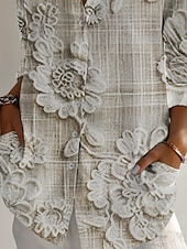 levne Květinové blůzy-Dámské Košile Knoflíky Tisk Květinový Aktivní Denní stylové Dlouhý rukáv Košilový límec Běžné topy Denní Dovolená Meruňková Jaro Podzim