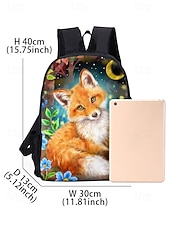 economico Zaini per Bambini e Adolescenti-Set di zainetto a forma di volpe per bambine delle elementari, composto da 3 pezzi: borsa per il pranzo e astuccio, simpatico zainetto con animali del bosco per il ritorno a scuola e l'uso quotidiano.