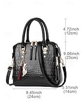 levne Kabelky a tote tašky-Dámská kabelka z umělé kůže s krokodýlím vzorem a střapcovým přívěskem – elegantní horní ucho a crossbody kabelka do práce, na nákupy i na každodenní výlety