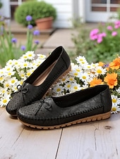 ieftine Pantofi Joși de Damă-Mocasini pliabili pentru femei – mocasini din piele moale cu tălpi flexibile pentru relaxare în grădină, lenevire pe verandă și purtare zilnică