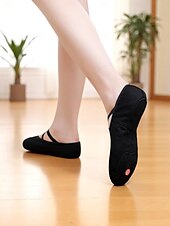economico Scarpe da danza classica-scarpette da ballo da donna in tela rosa - scarpe da allenamento professionali con cinturini elastici per l&#039;allenamento in studio e le esibizioni