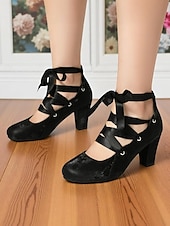 abordables années 1930-Chaussures Mary Jane à talons et lacets en satin vert vintage des années 1920 pour femmes – Chaussures à talons épais d&#039;inspiration rétro pour les goûters ou les tenues vintage