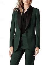 preiswerte Hosenanzüge für Mama-Grün Rot Zweiteiliger Hosenanzug Brautmutterkleid Elegant Revers Bodenlang Stretchstoff Lange Ärmel mit Einfarbig