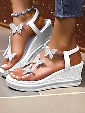 Dámské sandály s motýlím klínkem a zdobené kamínky - třpytivé boty na platformě pro noční život a klubové akce levne Noční párty-Dámské sandály s motýlím klínkem a zdobené kamínky - třpytivé boty na platformě pro noční život a klubové akce