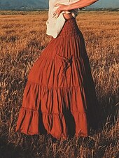 abordables Jupes unies-Femmes Jupe Évasé Occasionnel Maxi Taille Basse Jupes Uni Froncé Micro-Élastique Vacances Rue Noir Blanche Jaune Vert Véronèse Automne Coton