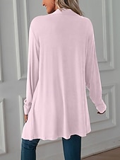 abordables Cardigans et vêtements d&#039;extérieur-Femmes Pull Cardigan Vacances Mode Quotidien Couleur Unie Côtelé Ouvert devant Tricoté manche longue Hauts Longs Tricoter Fête Sortir Week-end Noir Blanche Automne Hiver