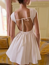 preiswerte Einfaches Kleid-Damen Minikleid Figurbetontes Kleid Elegant Party Cocktail Hochzeit Outdoor Party Normale Passform Einfarbig Ärmellos Rundhalsausschnitt Schwarz Weiß Wein Sommer