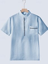 cheap Men's Classic Polo-Men's Polo Shirts Golf Shirt Outdoor Daily Wear Banded Collar Short Sleeve Fashion Hawaiian Stripe Pocket Summer Regular Fit Black Blue Sky Blue Green Apricot Polo Shirts