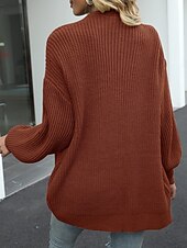 ieftine Cardigane și îmbrăcăminte exterioară-Pentru femei Pulover Bluza Elegant Modă Șic Stradă Culoare pură Deschis frontal Tricotat Manșon Lung Topuri obișnuite Tricotat În aer liber Zilnic Sfârșit de săptămână Negru Roz Îmbujorat Toamnă Iarnă