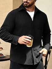 economico Giubbotti e cappotti da uomo-Per uomo Giacca Leggera Giacca in Velluto a Coste Giacca Casual Vacanza Quotidiano Resistente all&#039;usura Tasca Primavera Autunno Semplice Moda Classico Bavero Regolare Nero Blu marino Cammello Marrone