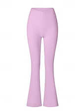 cheap Yoga Leggings &amp; Tights-Women's pilates leggings fitness pants sport pants Flared Lightweight Pilates Running Fitness Pants Solid Color Black White Pink Fall Winter Sports Activewear Micro-elastic