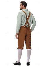 preiswerte Lederhosen Set-Oktoberfest Lederhosen Hemd Alpenhut Bayerisch Deutsch Wiesn Herren Stoff im traditionellen Stil