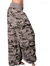 economico gamba larga e vita alta-Per donna Pantaloni Pantaloni Palazzo Moda Boho Lunghezza intera Misura del girovita medio Stampa Mimetico Elastico in vita Comodo Confortevole Micro-elastico Streetwear Abbigliamento quotidiano