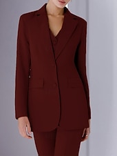cheap Mom&#039;s Pant Suits-Jumpsuit / Pantsuit 3 Piece Pantsuit Mother of the Bride Tailored Jacket Blazer Elegant Vintage Simple Lapel Floor Length Crepe Stretch Fabric Long Sleeve with Buttons