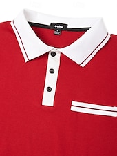 preiswerte Klassisches Poloshirt für Herren-Herren Poloshirt Polos mit Knöpfen Casual Sport Kargen Langarm Modisch Basic Farbblock Taste Tasche Frühling &amp; Herbst Regular Fit Marineblau Wein Dunkelgrau Hellgrau Poloshirt
