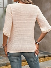 voordelige Dames eenvoudige tops-Dames Blouse Effen Modern Casual Halve mouw Strakke ronde hals Normale tops Dagelijks Uitgaan Zwart Blozend Roze Zomer