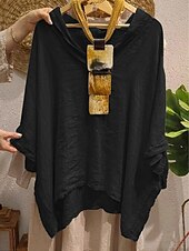 abordables Chemises-Femmes Chemises en coton et lin Couleur Unie Basique Occasionnel Manche 3/4 Col en V Hauts Longs Quotidien Noir Blanche Jaune Vert Véronèse bleu marine Été Printemps