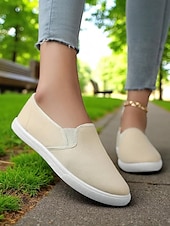 olcso Női tornacipők-női vászon bebújós tornacipők – könnyű, minimalista lapos cipők mindennapi ügyintézéshez, parkban sétáláshoz és hétvégi villásreggelihez