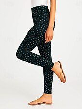 billiga Leggings-Dam Damasker Semester Vintage Etnisk Stil Ankellång Hög midja Grafisk 3D-utskrift Snabb tork Mateial som andas Mjuk Elastisk Utomhus Hem Casual Blå Grön Höst Normal