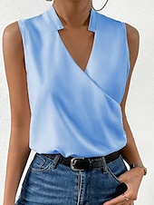 ieftine Topuri simple pentru femei-Pentru femei Camisole Tank Top Culoare solidă Elegant Stilat De Bază Fără manșon În V Topuri obișnuite Zilnic Negru Alb Galben Roșu-aprins Albastru piscină Vară