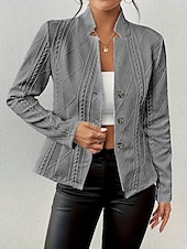 billige Blazere og dresser-Dame Blazer Pustende Bekvem Lomme Fritid عادي Kontor Gate Avslappet Dagligdagstøy Enkeltkneppet Normal Høy krage Normal Langermet Yttertøy Hvit Rosa Aprikos Sommer Vinter