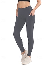 cheap Sports Plus Size &amp; Pregnancy-Women's pilates leggings Capri Leggings Sports Pants Pockets Lightweight Pilates Gym Running Pants Solid Color Navy Black Pink Plus Size Sports Activewear Micro-elastic