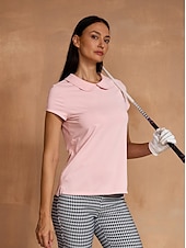 billiga Polos &amp;amp; kvartsdragkedjor-Dam Vandringspolotröja Yanrosa Svart Vit Kortärmad Skjorta Golfkläder för damer Kläder Outfits Bär kläder
