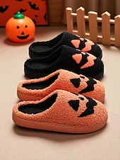 cheap Shoes For Women-Women&#039;s Halloween Pumpkin Face Slippers - Cozy Orange Plush Indoor Shoes with Jack-O&#039;-Lantern Design for Fall Nights,Costume Parties &amp; Gifts