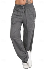 billige Straight-Leg Bukser-Dame Bukser Gatemote Fritid Full lengde Naturlig عادي Lomme Elastisk snordesign comfy Utendørs Bekvem utendørs Feriereise Ferie Mørkegrå Svart Mørk Marineblå lysegrå Høst Normal