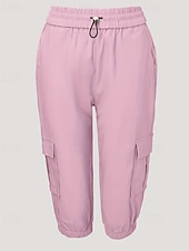 Dam Cargo-shorts Capribyxor Mode Streetwear Vadlängd Naturlig Solid färg Ficka Elastisk midja Bekväm Microelastisk Sport & Utomhus Dagliga kläder Vin Svart Rodnande Rosa Armégrön Sommar Vår Normal billiga lastbyxor för kvinnor-Dam Cargo-shorts Capribyxor Mode Streetwear Vadlängd Naturlig Solid färg Ficka Elastisk midja Bekväm Microelastisk Sport & Utomhus Dagliga kläder Vin Svart Rodnande Rosa Armégrön Sommar Vår Normal