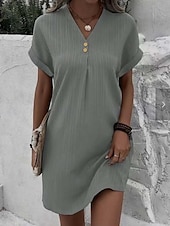 ieftine Rochie simplă-Rochie Mini Femei Rochie Corset Rochie T Shirt Rochie Tee Rochie Shift Rochie Casual Vacanță Daily Regular Fit Grafic Mâneci Scurte Guler în V Negru Roz Vin Albastru Vară