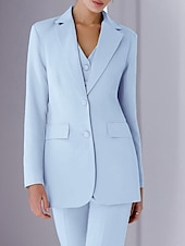 cheap Mom&#039;s Pant Suits-Jumpsuit / Pantsuit 3 Piece Pantsuit Mother of the Bride Tailored Jacket Blazer Elegant Vintage Simple Lapel Floor Length Crepe Stretch Fabric Long Sleeve with Buttons