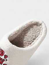 baratos Para mulheres-Pantufas femininas felpudas com estampa de fantasma de Halloween - sapatos confortáveis de casa de terror bordados com design &quot;não desligue&quot; para temporadas assustadoras, festas e roupas de lazer