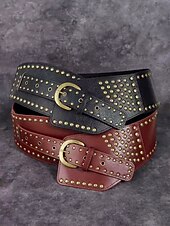 abordables Ceinture pour femme-Femmes Noir Marron Faux Cuir Punk ancien Style Gothique Été Printemps Automne