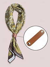 cheap Men&#039;s Ties &amp; Bow Ties-Men’s Paisley Print Square Neck Scarf with Leather Buckle, Vintage Style Polyester Bandana for Outdoor Travel, Parties and Daily Fashion