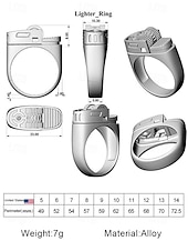 cheap Men&#039;s Jewelry-Men&#039;s Gold Alloy Lighter Ring - Bold mechanical design style, A stylish men&#039;s party nightclub gift accessory