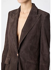 abordables Costumes-pantalons pour maman-Combinaison deux pièces / tailleur-pantalon en faux daim pour mère de la mariée, ensemble blazer élégant, vintage, simple, col en V, revers en pointe, détails de couture, longueur au sol, extensible,
