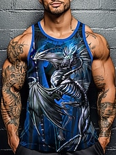 ieftine maiouri 3d pentru bărbați-Bărbați Balaur Vest Top Sub Cămașă Fără manșon Tricou Tipărire 3D Stil Nautic Cămașă Modă Exagerat Stradă Casual Zilnic Roșu-aprins Albastru piscină Mov Vară Primăvară Îmbrăcăminte S M L XL XXL XXXL