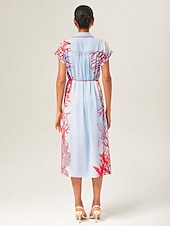 preiswerte Kleider für die Ferien-Damen Freizeitkleid Langes Kleid Maxikleid Blau Ärmellos Ozean Sommer Neckholder Elegant Urlaub XS S M